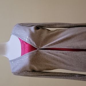 Velvet By Graham And Spencer Gray W/ Clear Sequins Cardigan. Size P